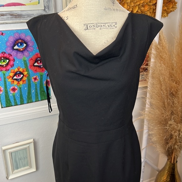 Banana Republic NWT Sheath Black Midi Dress 95%wool+spandex stretch Sleeveless - Picture 3 of 16